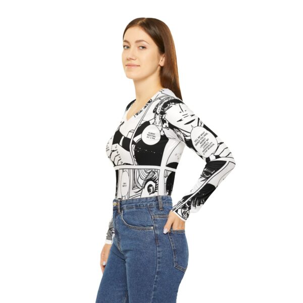Vintage Long Sleeve V-Neck Shirt with Comic Stripes for Women - Image 4