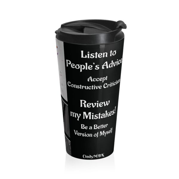 August Listen to People Advice Travel Mug | Motivational Quotes of the Month | 15oz - Image 2