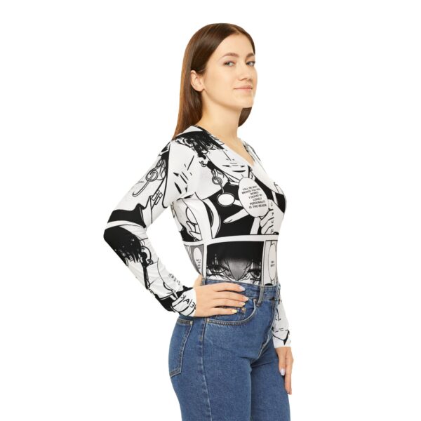 Vintage Long Sleeve V-Neck Shirt with Comic Stripes for Women - Image 5