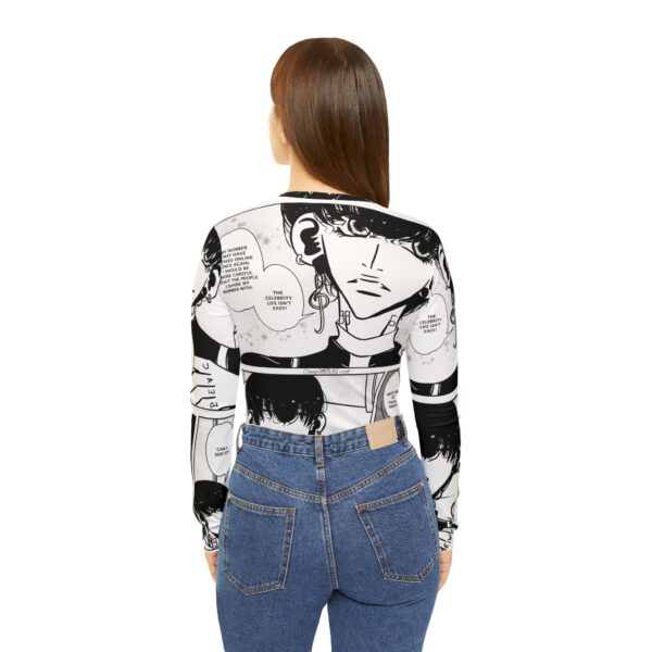 Vintage Long Sleeve V-Neck Shirt with Comic Stripes for Women - Image 3