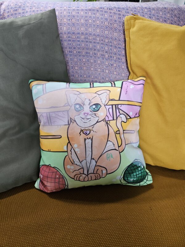Kawaii Cat Pillow | Decorative Home | 14x14" Size