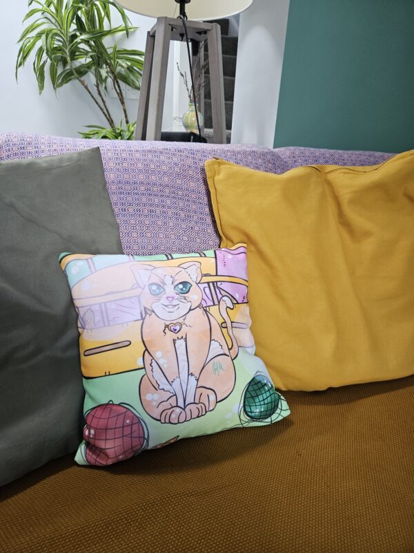 Kawaii Cat Pillow | Decorative Home | 14x14" Size - Image 2