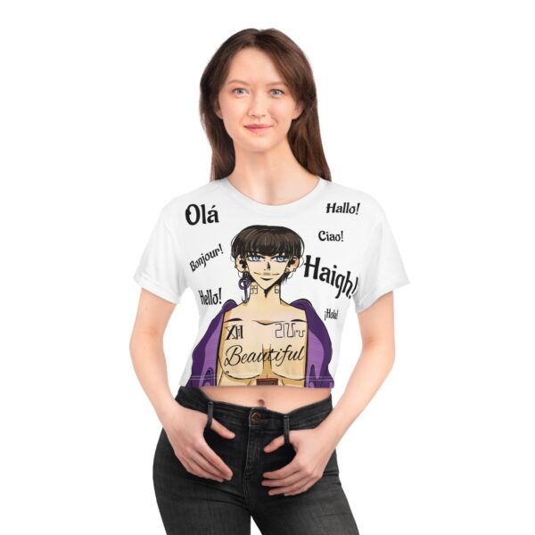 Greetings Retro Anime Crop T-Shirt Short Sleeve for Women - Image 2
