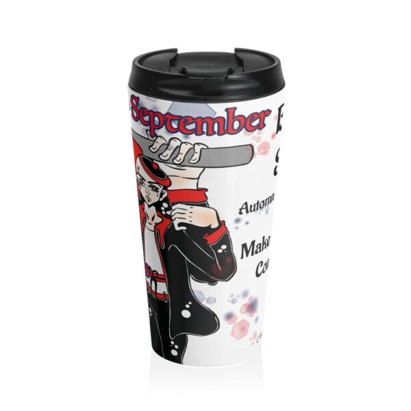 Travel Mug with a boy in a manga art design.