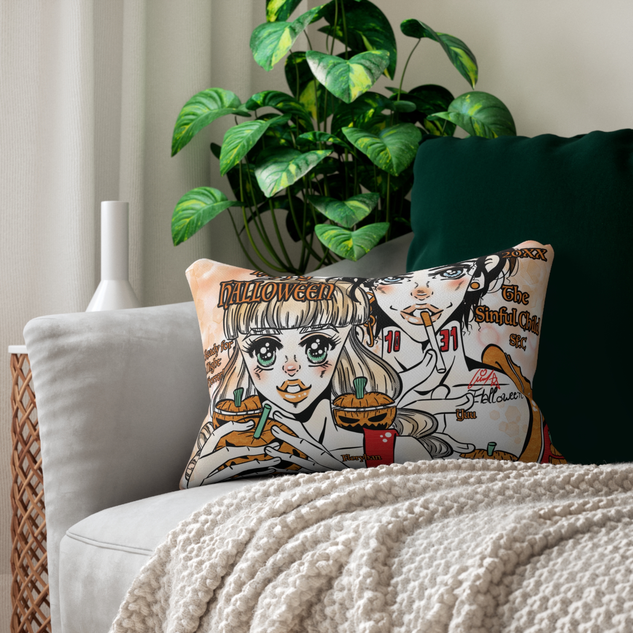 Yuu x Floryhan Spooky Halloween Pillow