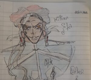 Paper sketch of an OC black male