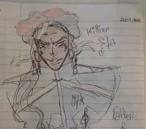 Paper sketch of an OC black male