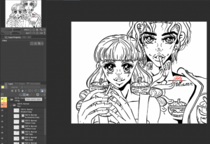 Raster and vector layer - line art on vector layers