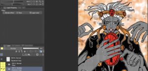 Clip Studio Paint Multiply - blending mode on on anime character